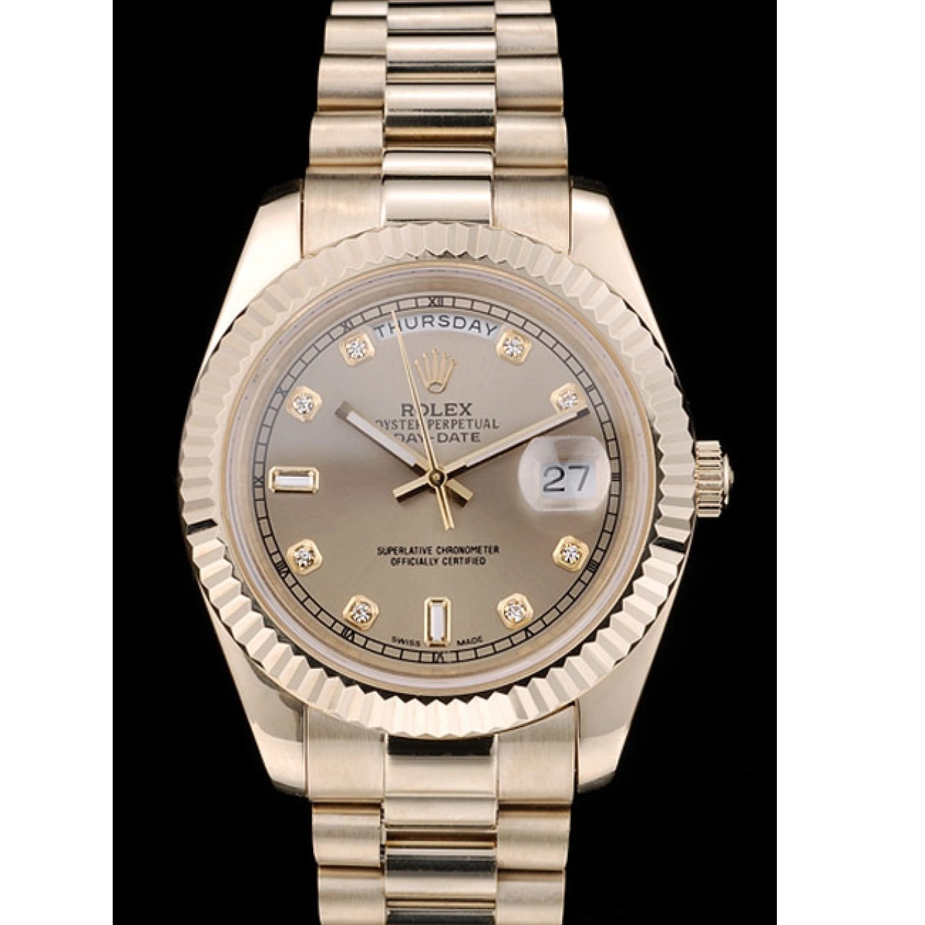 Aaa replica watch Bezel DayDate Gold Steel 41997 Gold Swiss Rolex Dial Ribbed Stainless 0518